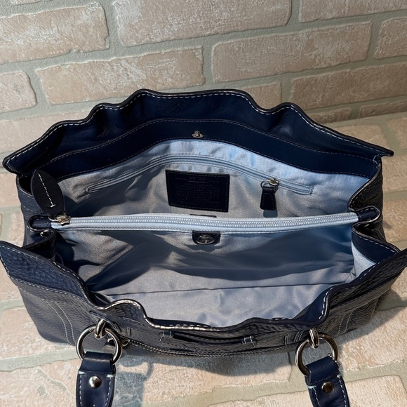 Coach F14686 Penelope Navy Blue Pebbled Leather Satchel Large Shopper - Picture 10 of 14